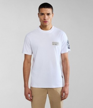 μπλουζακια Napapijri Amundsen Short Sleeve T-Shirt ανδρικα ασπρα | 378FVLJER