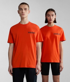 μπλουζακια Napapijri Gouin Short Sleeve T-Shirt γυναικεια πορτοκαλι | 647JFSDMP