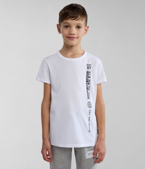 μπλουζακια Napapijri Hudson Short Sleeve T-Shirt (4-16 YEARS) παιδικα ασπρα | 592AFRBDX