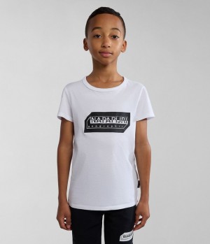 μπλουζακια Napapijri Kitik Short Sleeve T-Shirt (4-16 YEARS) παιδικα ασπρα | 026ZKVXLI