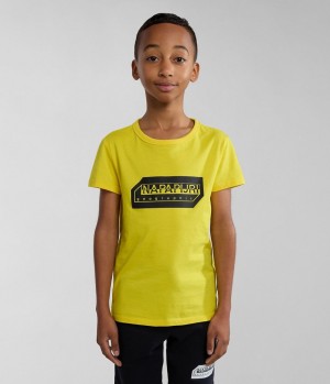 μπλουζακια Napapijri Kitik Short Sleeve T-Shirt (4-16 YEARS) παιδικα κίτρινα | 597ZYUEMK