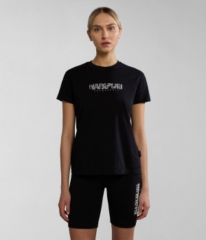 μπλουζακια Napapijri Kreis Short Sleeve T-Shirt γυναικεια μαυρα | 721UENXYJ