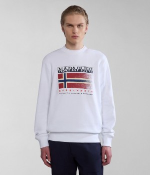 Φούτερ Napapijri Kreis Sweatshirt ανδρικα ασπρα | 637KTPDXQ