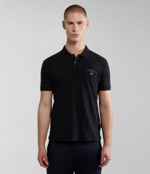 μπλουζακια πολο Napapijri Elbas Short Sleeve Pique Polo Shirt ανδρικα μαυρα | 207XRVFAS