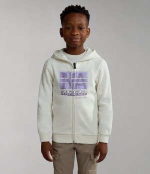 Φουτερ με Κουκουλα Napapijri Brunt Full-Zip Hoodie (4-16 YEARS) παιδικα ασπρα | 735GTJSFW