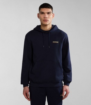 Φουτερ με Κουκουλα Napapijri Iaato Summer Hoodie ανδρικα σκούρο μπλε | 573PRMSJO