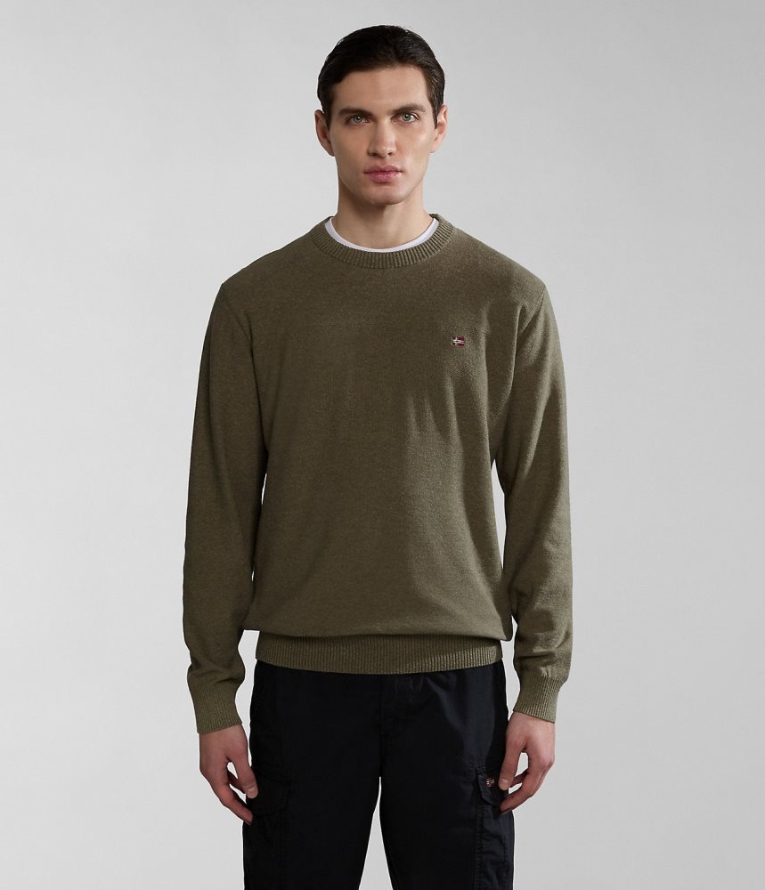 Jumpers Napapijri Linen Jumper ανδρικα πρασινο | 263JMDOHT