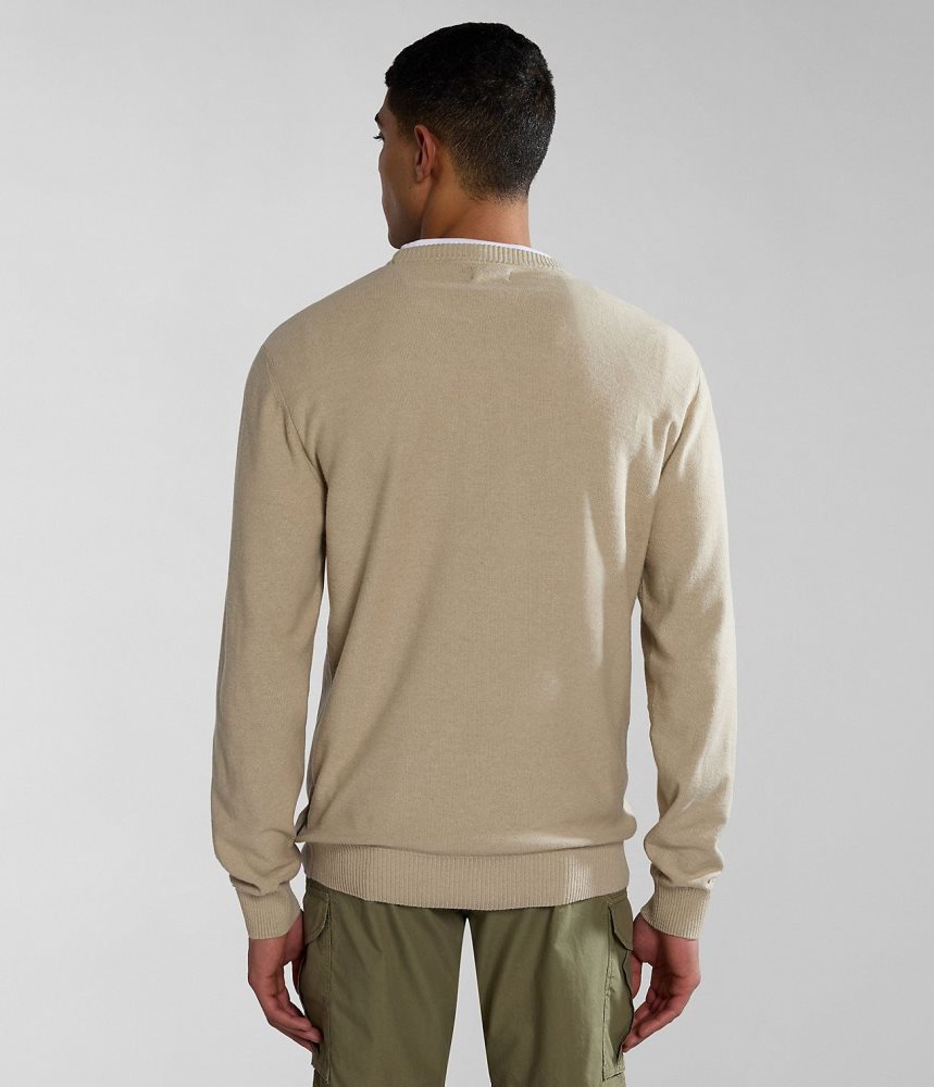 Jumpers Napapijri Linen Jumper ανδρικα Μπεζ | 914APNMDZ