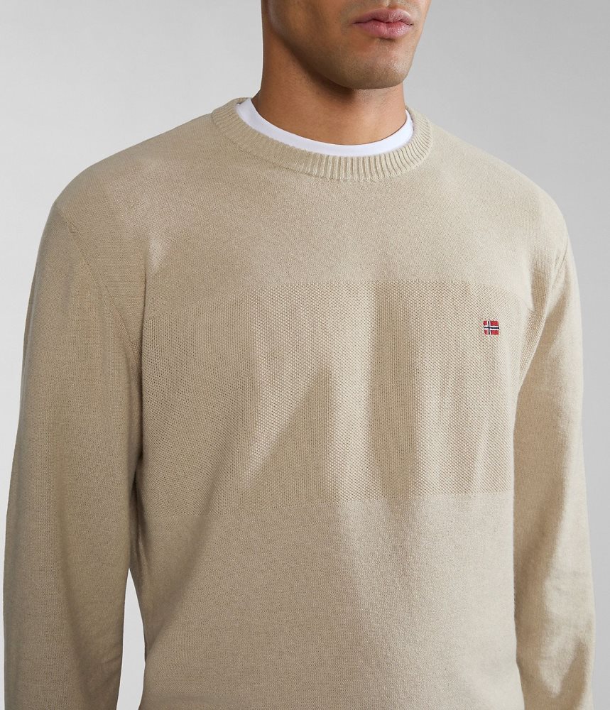 Jumpers Napapijri Linen Jumper ανδρικα Μπεζ | 914APNMDZ