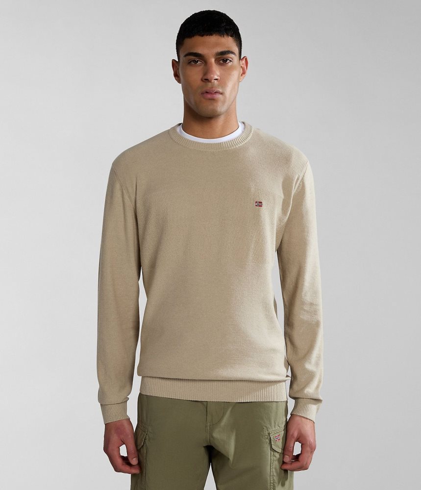 Jumpers Napapijri Linen Jumper ανδρικα Μπεζ | 914APNMDZ