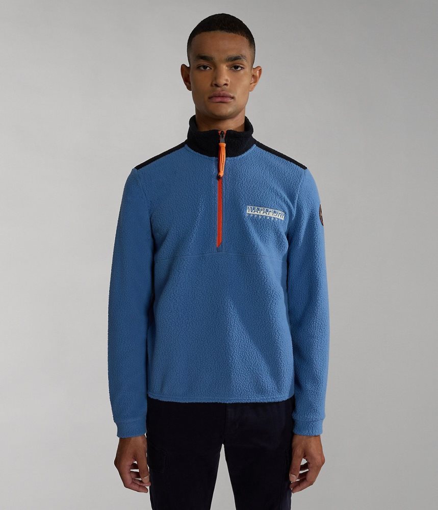 προβιά Napapijri Anderby Half-Zip Fleece ανδρικα μπλε | 765CKYZOD