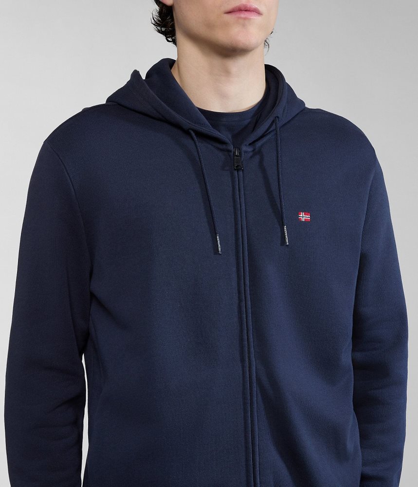 Φούτερ Napapijri Balis Summer Full-Zip Hoodie ανδρικα σκούρο μπλε | 529JBWHGN