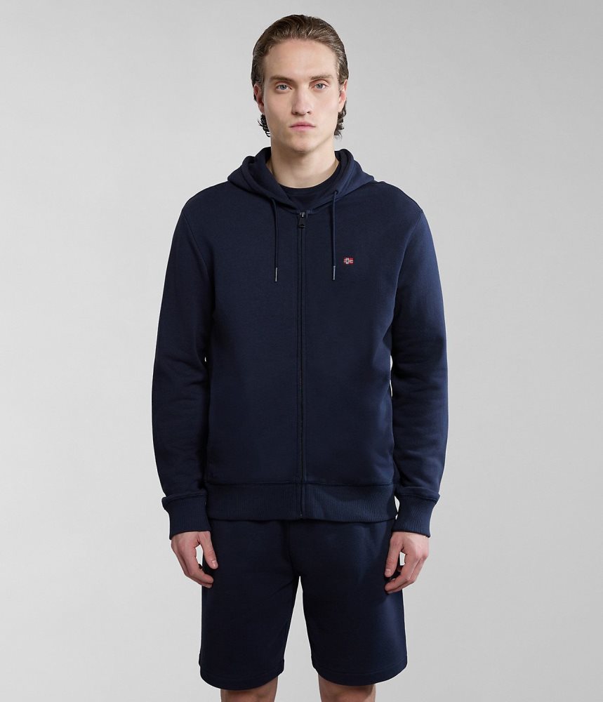 Φούτερ Napapijri Balis Summer Full-Zip Hoodie ανδρικα σκούρο μπλε | 529JBWHGN