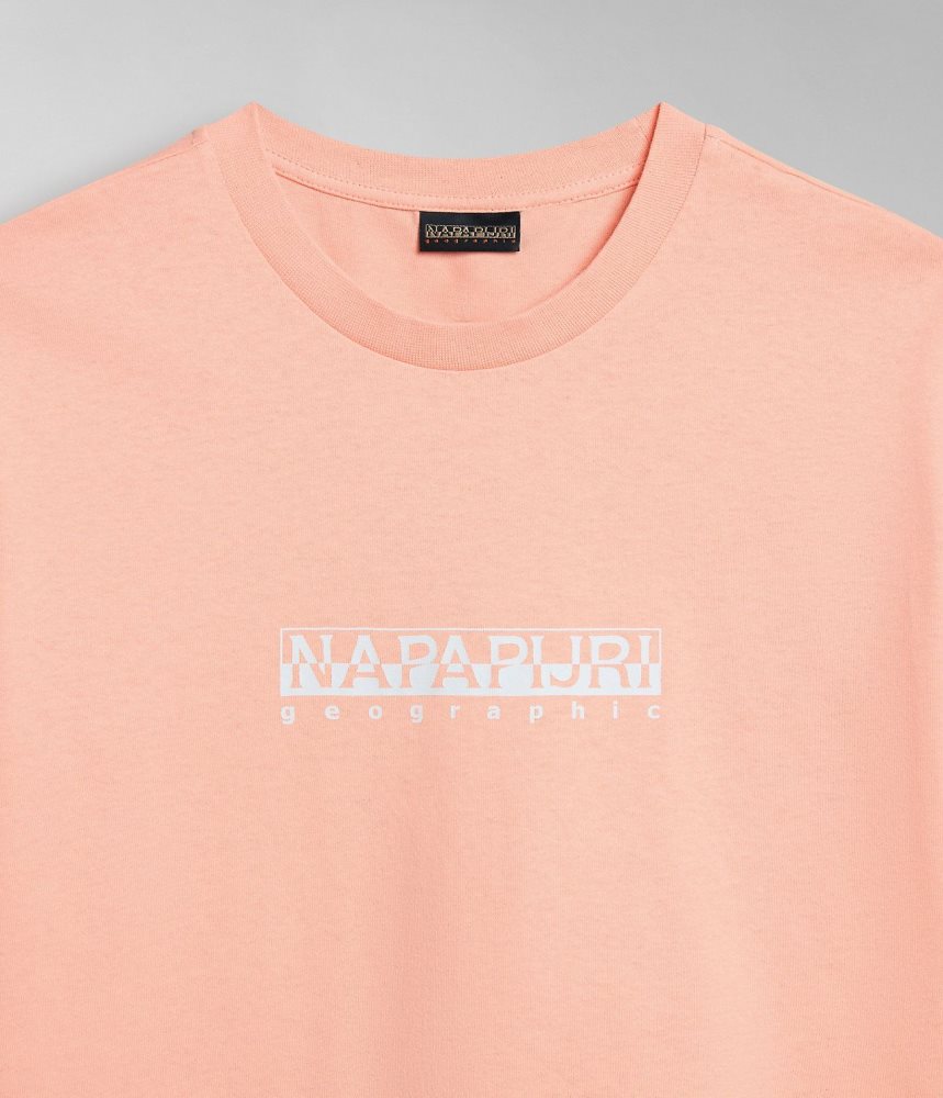 μπλουζακια Napapijri Box Short Sleeve T-Shirt γυναικεια ροζ | 086VFNDMX