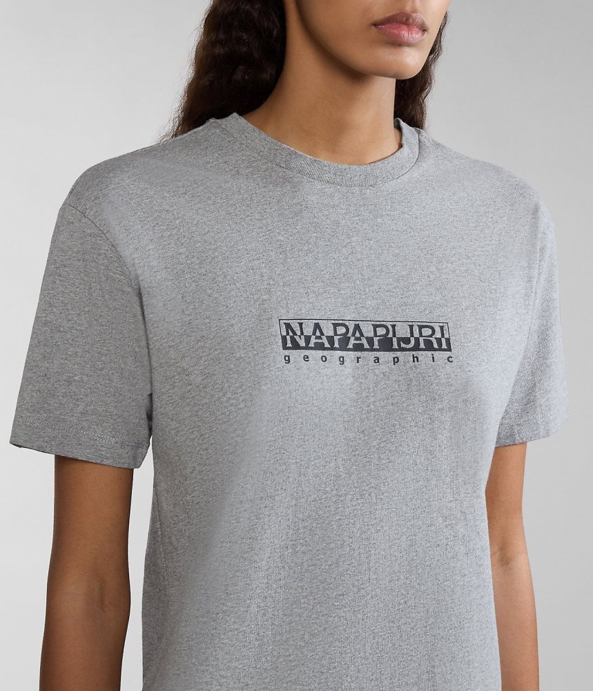 μπλουζακια Napapijri Box Short Sleeve T-Shirt γυναικεια γκρι | 142UJMXCB