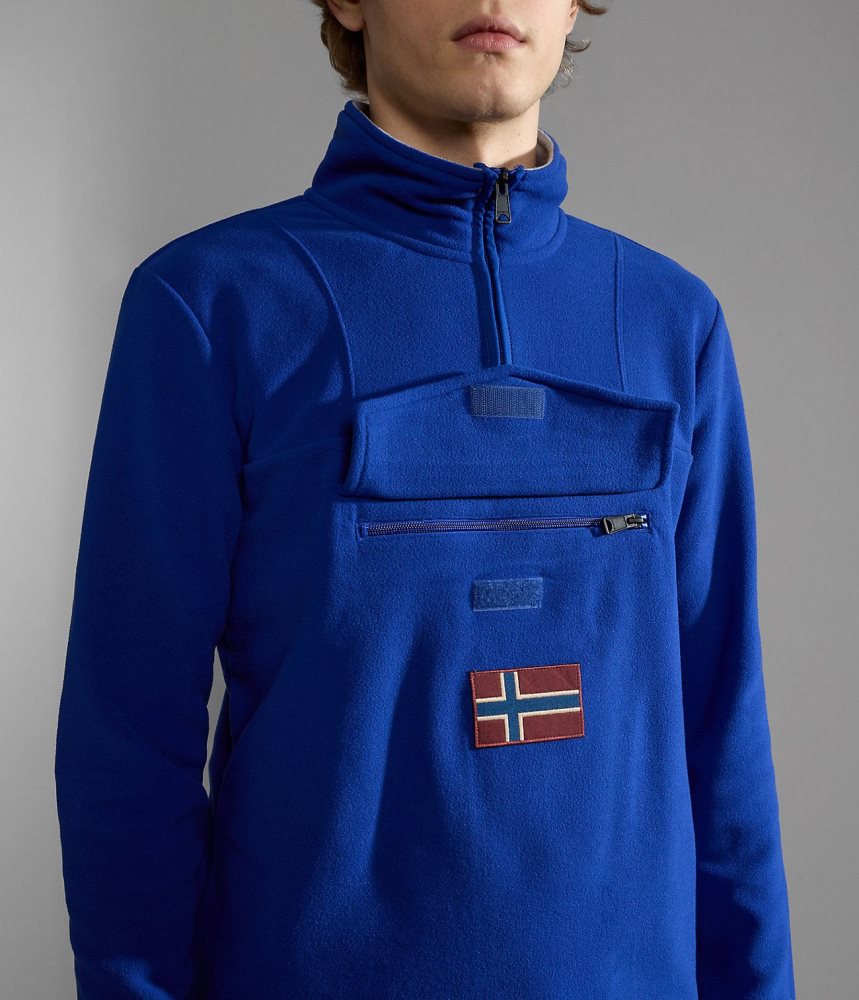 προβιά Napapijri Burgee Half-Zip Fleece ανδρικα μπλε | 428EBPNYK