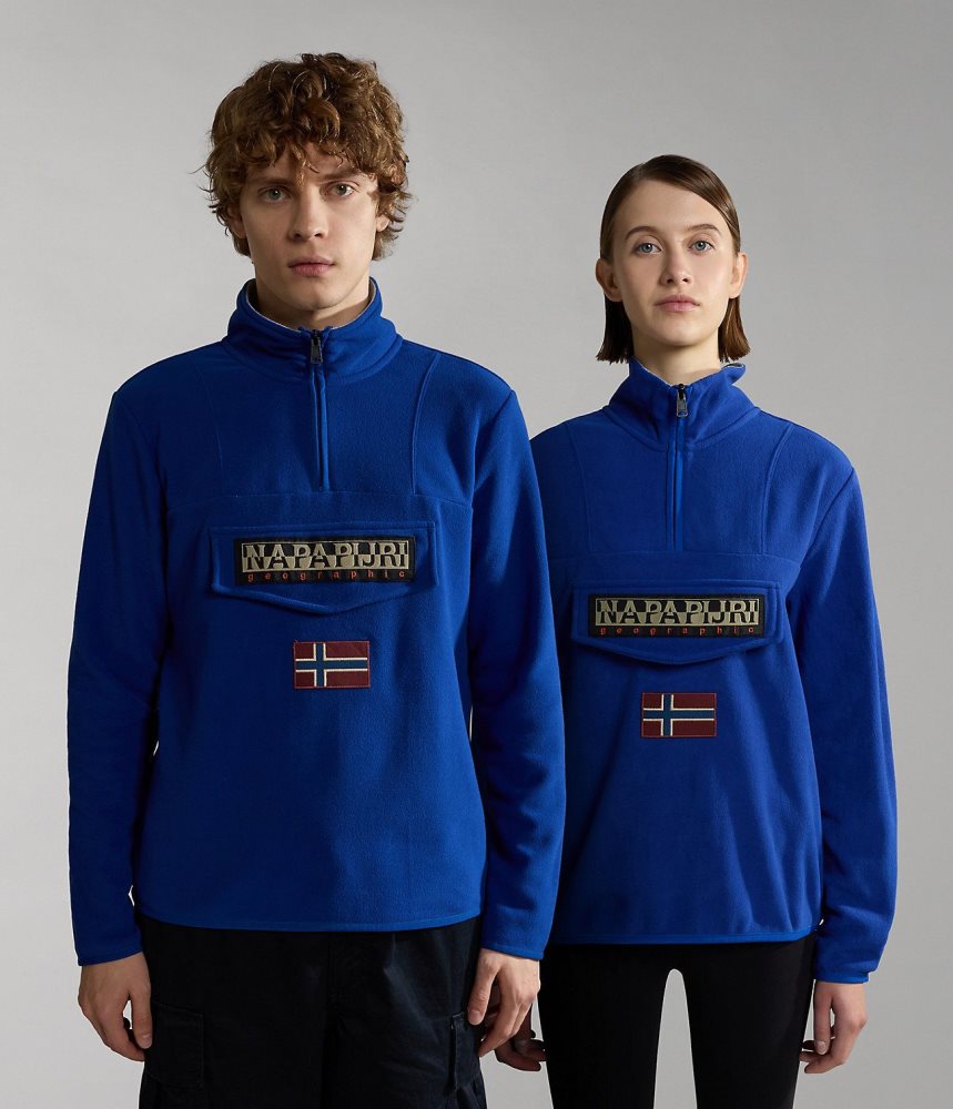 προβιά Napapijri Burgee Half-Zip Fleece ανδρικα μπλε | 428EBPNYK