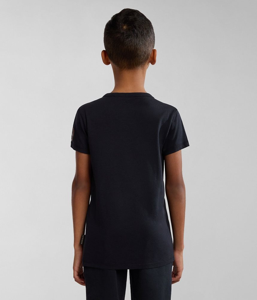 μπλουζακια Napapijri Hudson Short Sleeve T-Shirt (4-16 YEARS) παιδικα μαυρα | 039CQVEOU