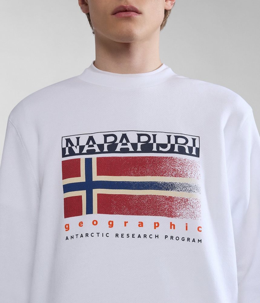 Φούτερ Napapijri Kreis Sweatshirt ανδρικα ασπρα | 637KTPDXQ