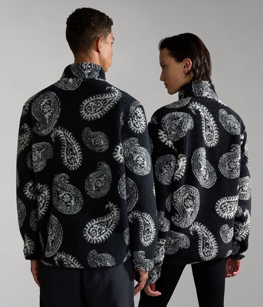 προβιά Napapijri Paisley Full-Zip Fleece ανδρικα μαυρα | 603INJTCM