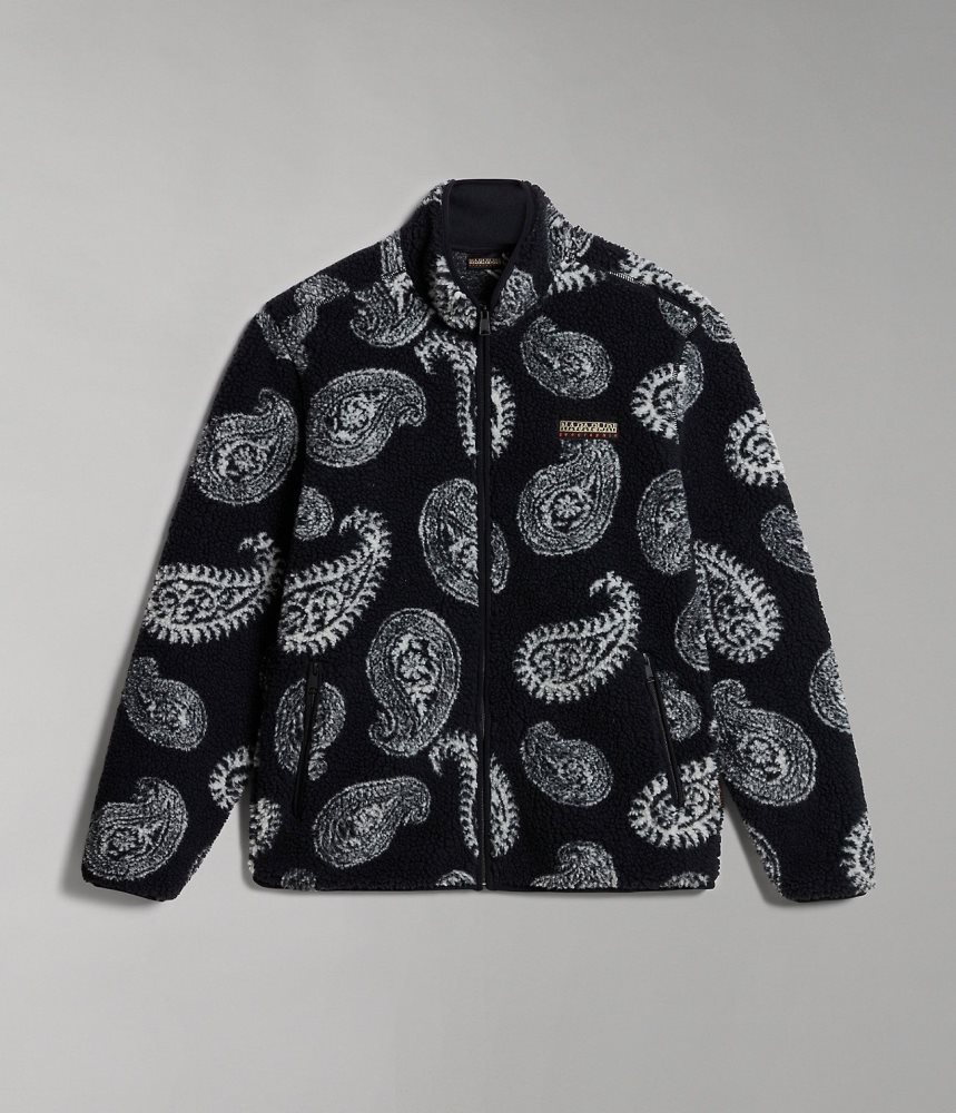 προβιά Napapijri Paisley Full-Zip Fleece ανδρικα μαυρα | 603INJTCM