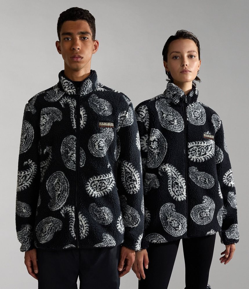 προβιά Napapijri Paisley Full-Zip Fleece ανδρικα μαυρα | 603INJTCM