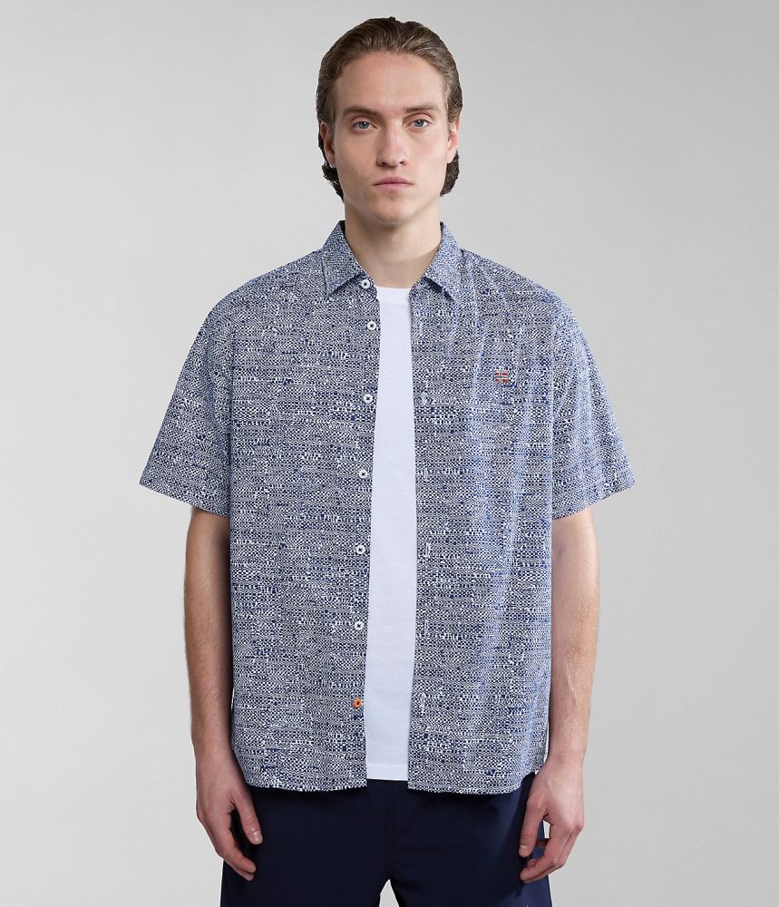 πουκαμισα Napapijri Ronge Short Sleeve Shirt ανδρικα μπλε | 389JIWCHK