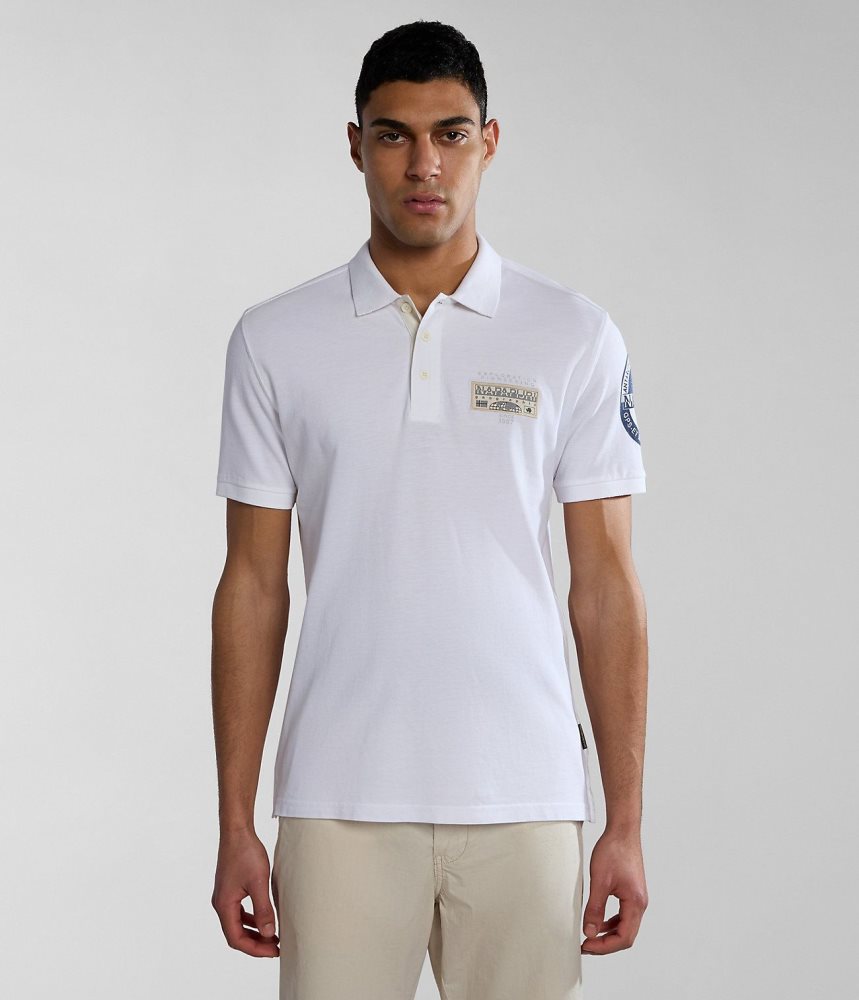 μπλουζακια πολο Napapijri Amundsen Short Sleeve Polo Shirt ανδρικα ασπρα | 142WALHBY