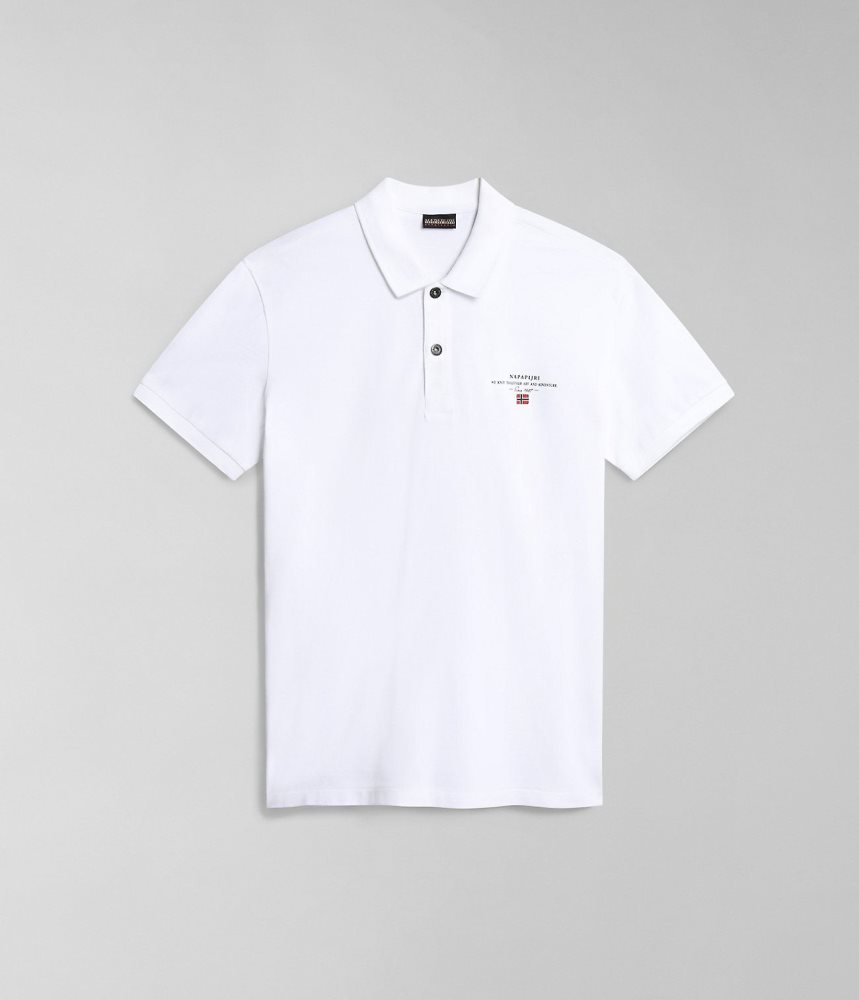 μπλουζακια πολο Napapijri Elbas Short Sleeve Pique Polo Shirt ανδρικα ασπρα | 473MOEQPK