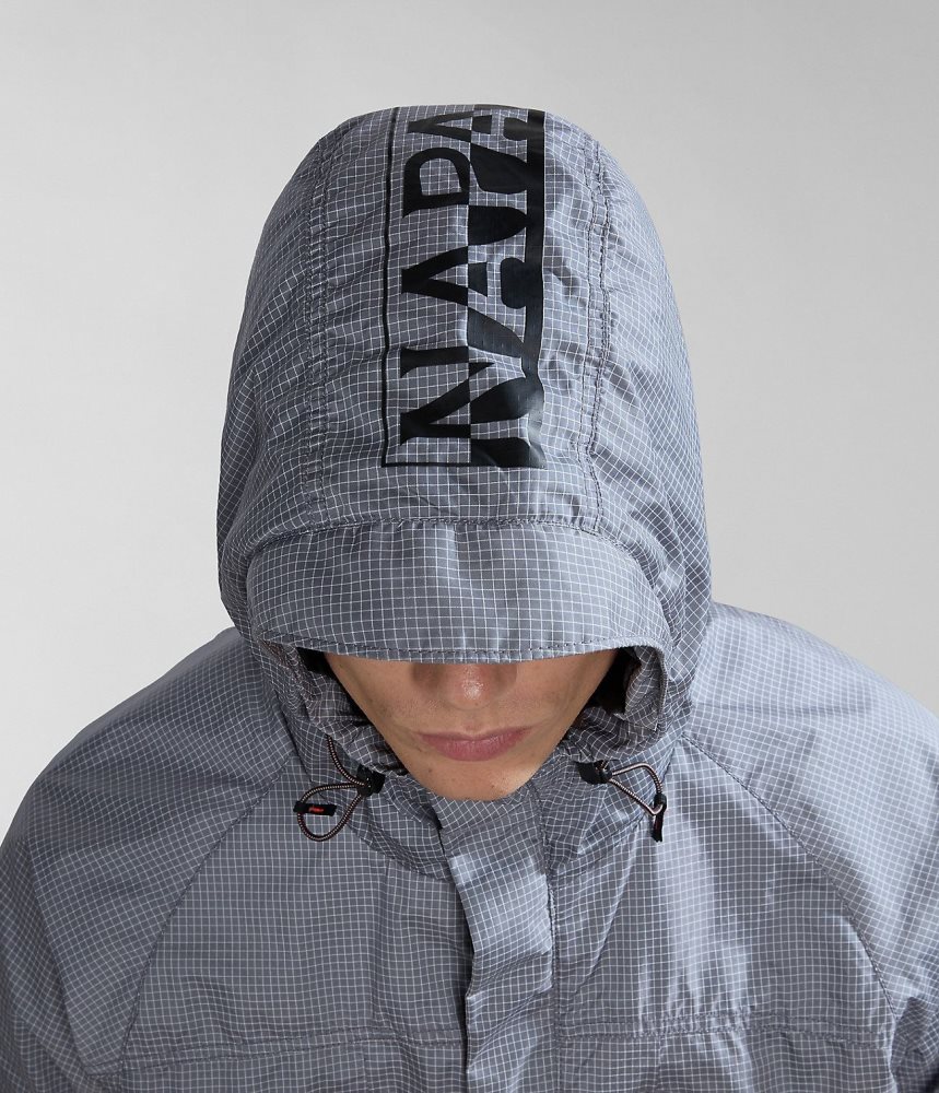 Μπουφάν Βροχής Napapijri Makay Windbreaker with Dyneema ανδρικα γκρι | 381FEYMSW