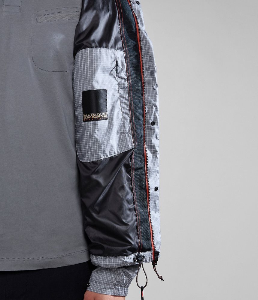 Μπουφάν Βροχής Napapijri Makay Windbreaker with Dyneema ανδρικα γκρι | 381FEYMSW