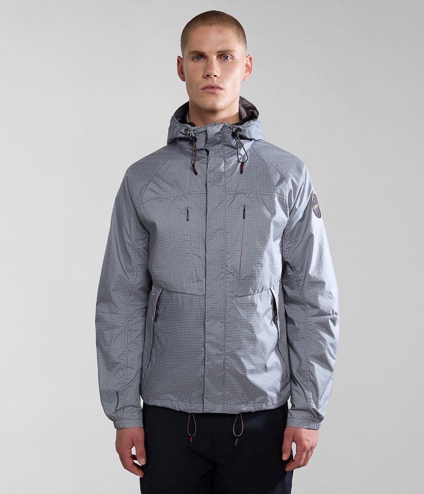 Μπουφάν Βροχής Napapijri Makay Windbreaker with Dyneema ανδρικα γκρι | 381FEYMSW