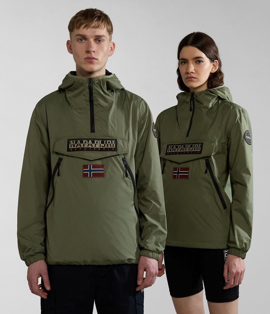 Μπουφάν Βροχής Napapijri Rainforest Ripstop Anorak Jacket - Unisex γυναικεια πρασινο | 982DTGEQM