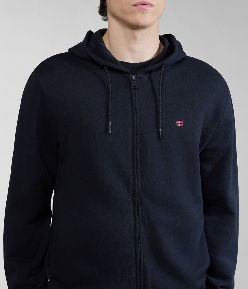 Φουτερ με Κουκουλα Napapijri Balis Summer Full-Zip Hoodie ανδρικα μαυρα | 164IWTQFZ