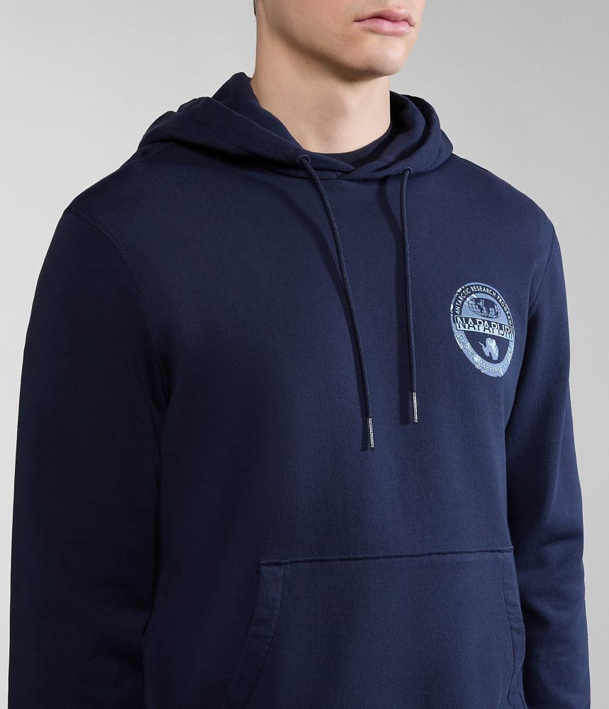 Φουτερ με Κουκουλα Napapijri Bollo Summer Hoodie ανδρικα σκούρο μπλε | 139AYUZRM