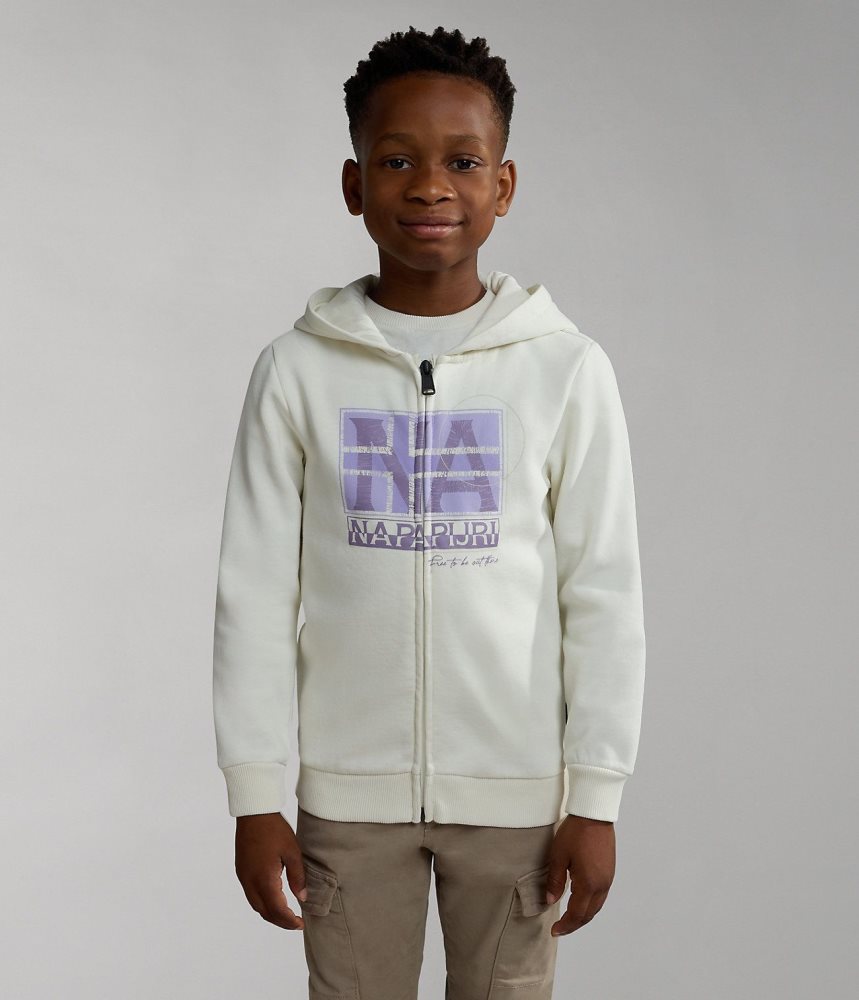 Φουτερ με Κουκουλα Napapijri Brunt Full-Zip Hoodie (4-16 YEARS) παιδικα ασπρα | 735GTJSFW